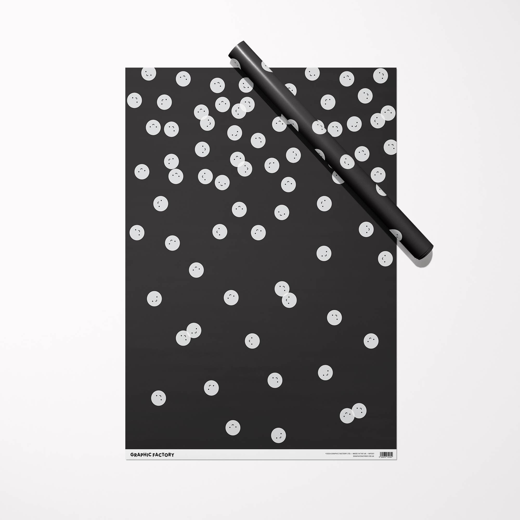 Black Smiles Wrapping Paper | Sustainably Printed in the UK | B2 Sheet