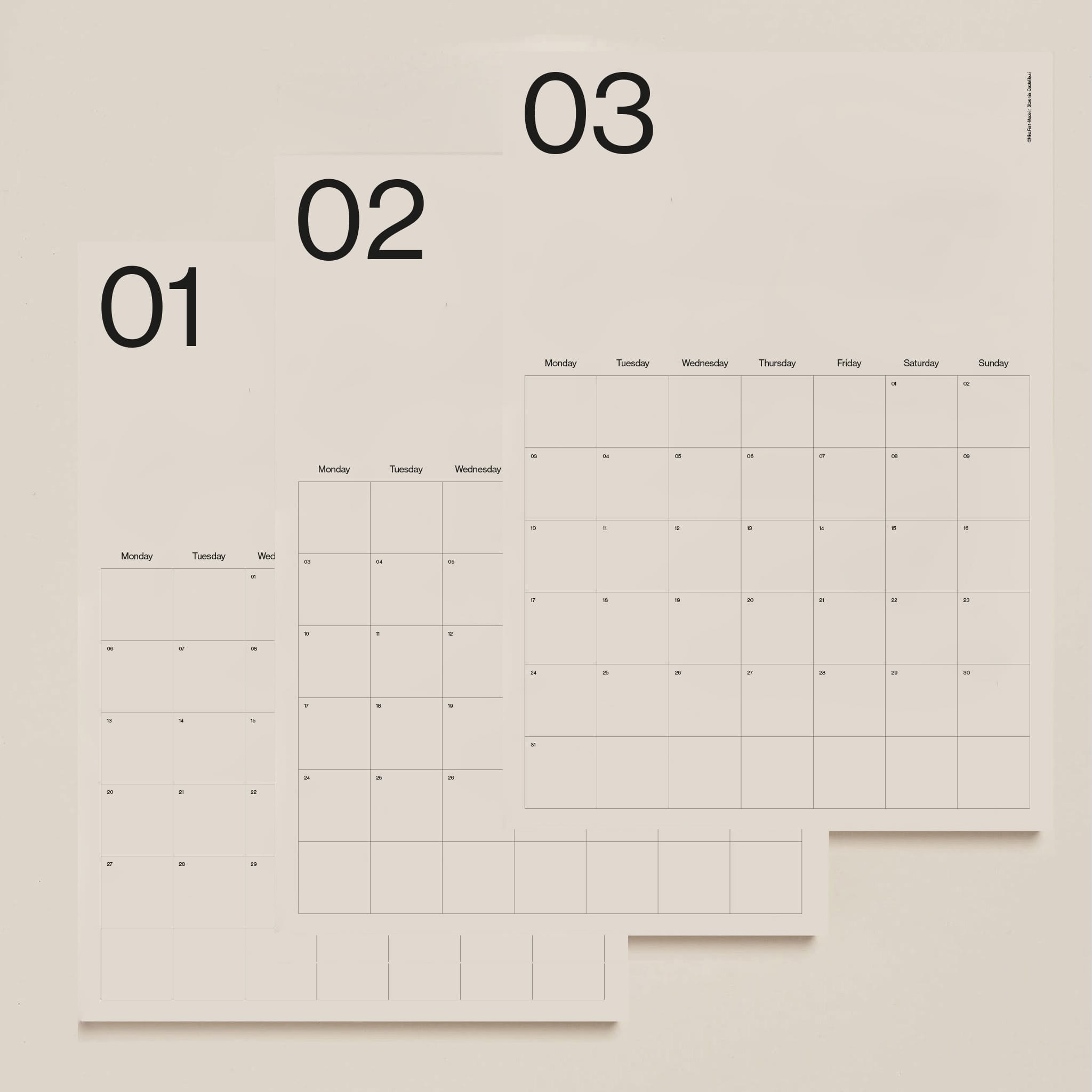 Minimalist Wall Calendar 2026 – A3 Monthly Planner