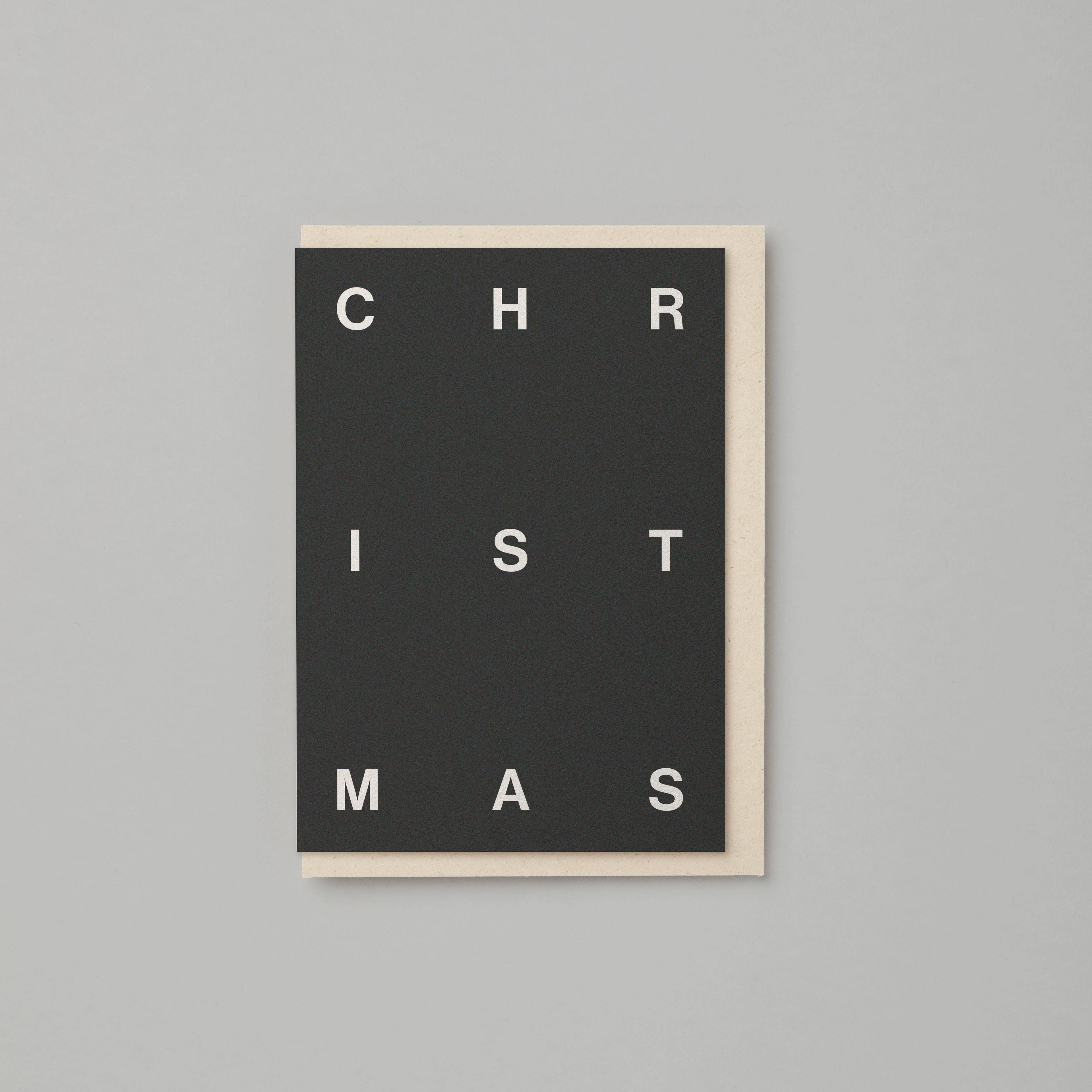 'CHRISTMAS' EMBOSSED MONOCHROME HOLIDAY CARD (CHARCOAL)