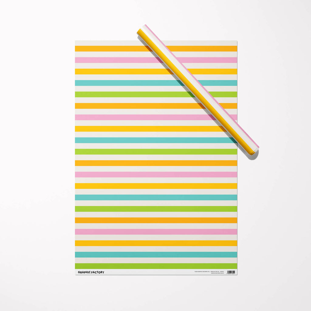 Spring Stripes Wrapping Paper | Sustainably Printed in the UK | B2 Sheet