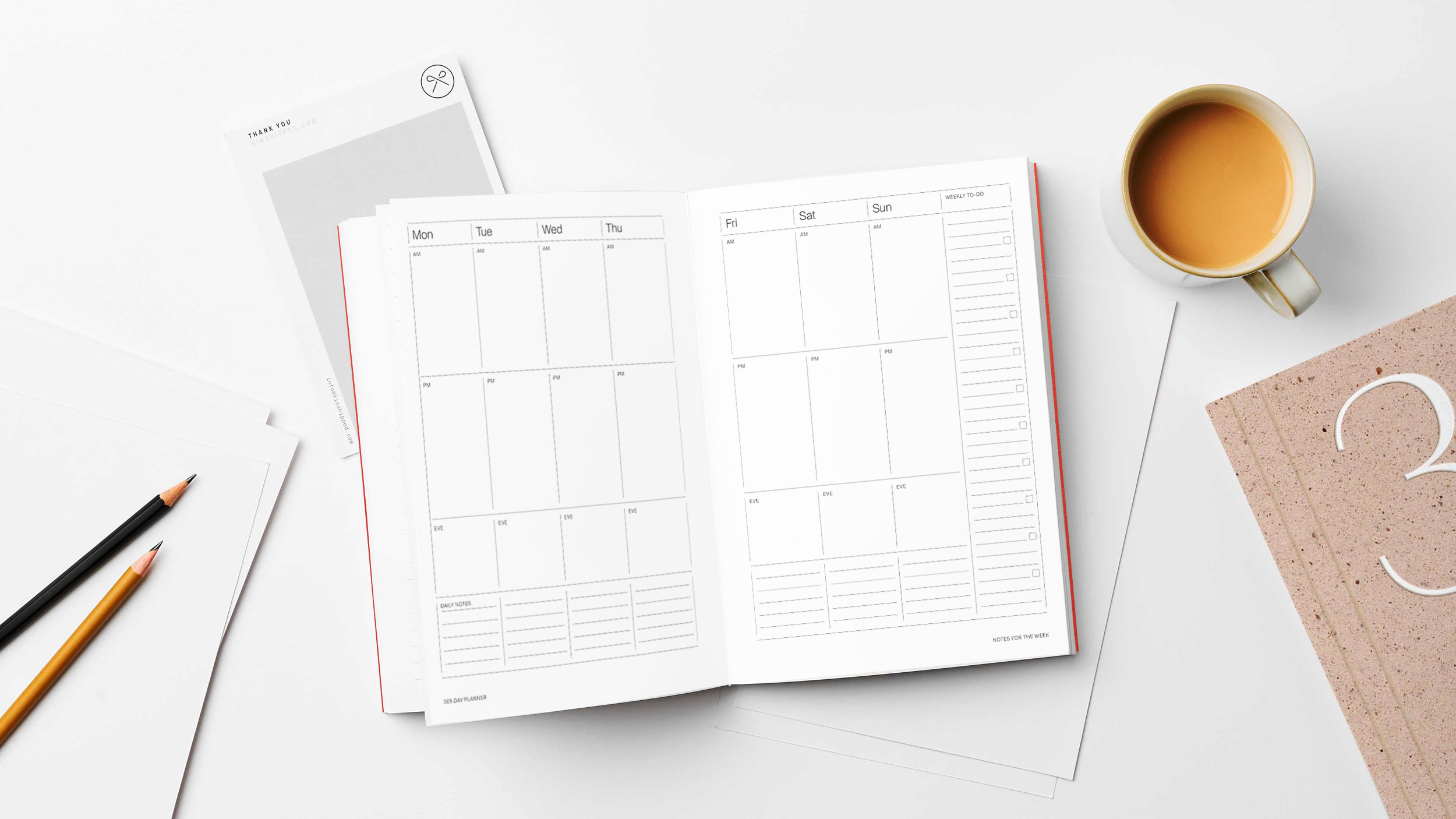 Brown A5 Lay Flat 365 undated planner