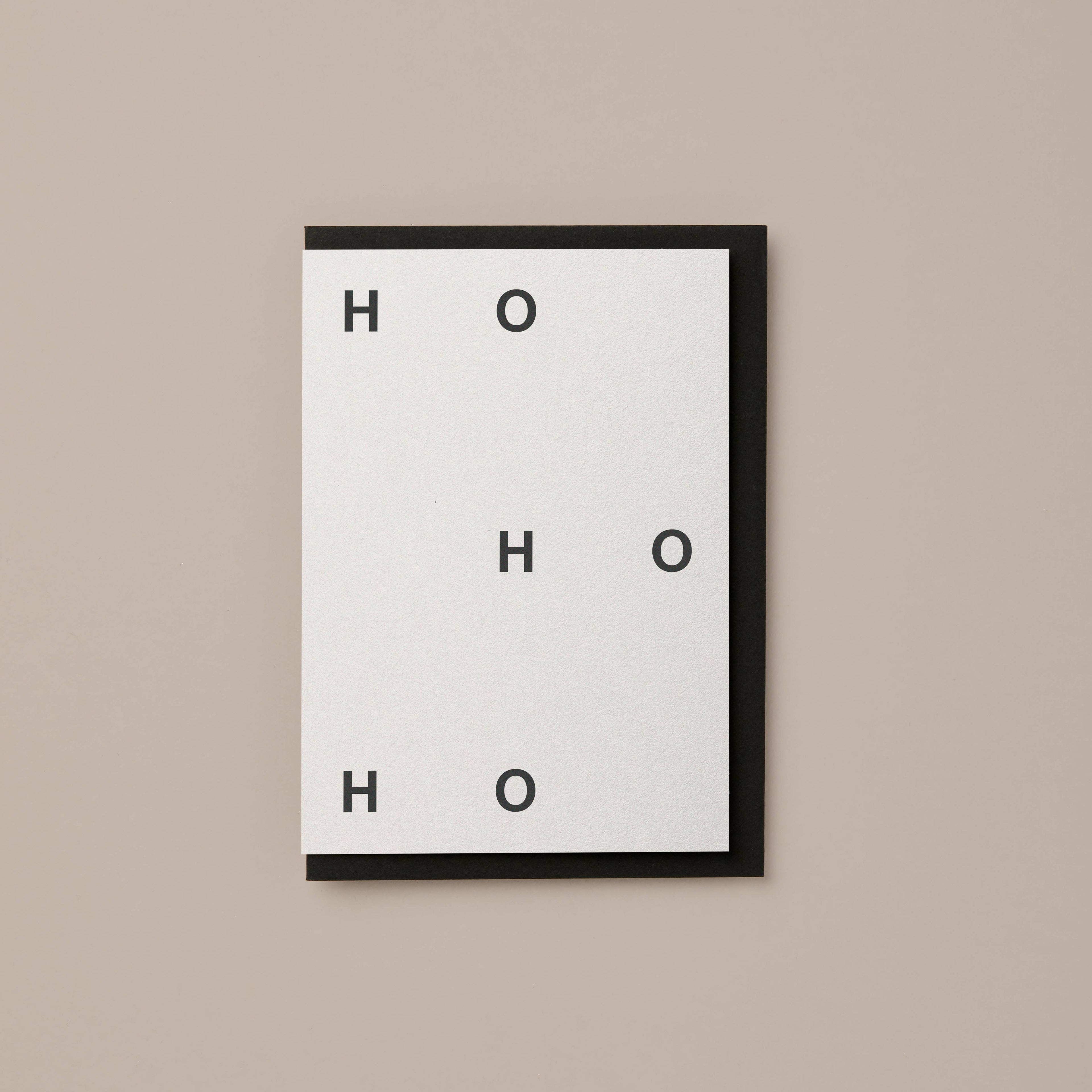 HO HO HO EMBOSSED MONOCHROME CHRISTMAS CARD (OAT MILK)