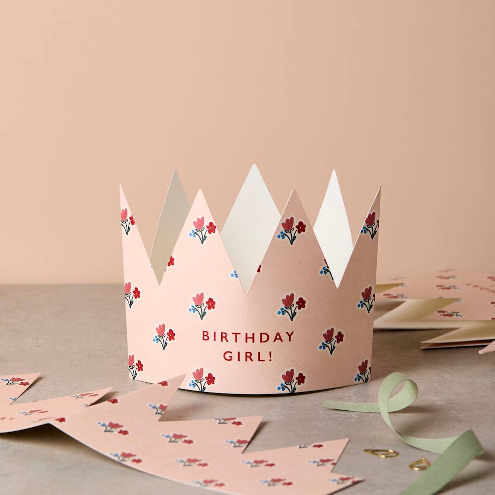 Floral Paper Crown Birthday Card by Katie Leamon