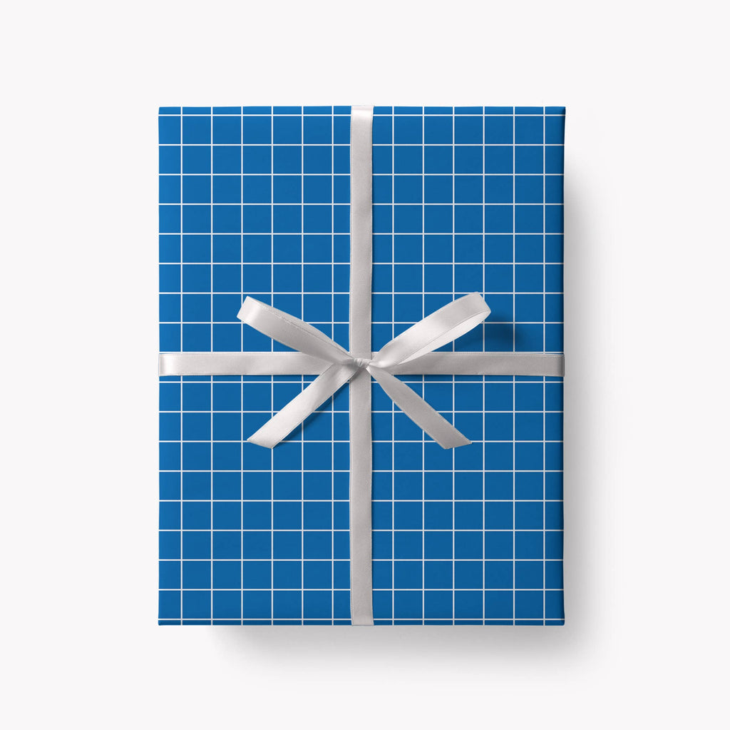 Graph Paper Wrapping Paper – Blue | Sustainably Printed in the UK | B2 Sheet