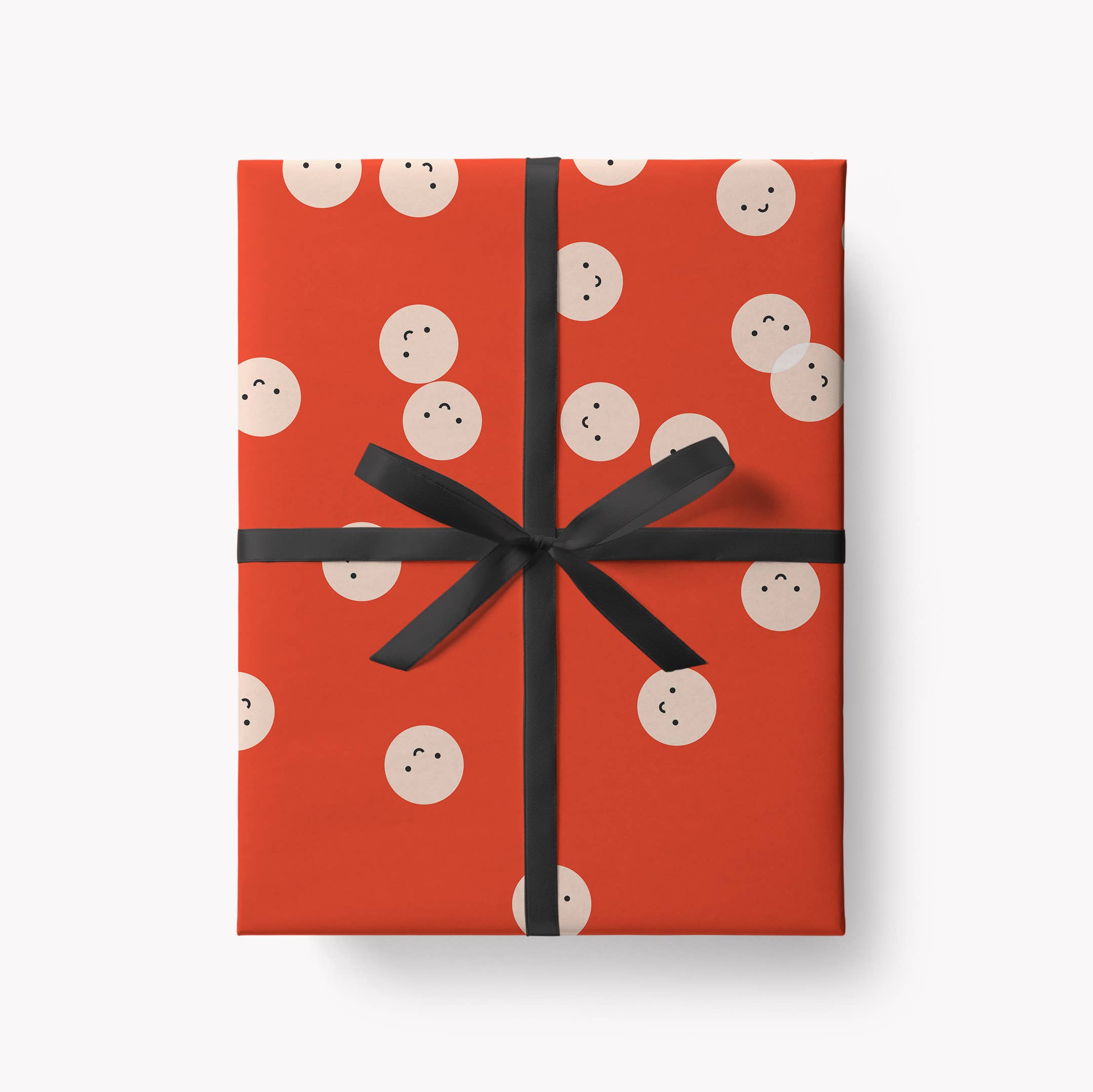 Red Smiley Faces Wrapping Paper | Sustainably Printed in the UK | B2 Sheet
