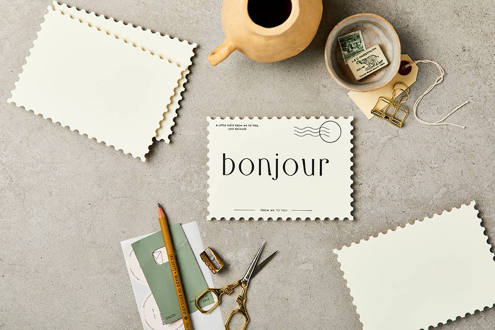 Assorted Notecard Set – Katie Leamon Pack of 6 Hand-Printed A6 Cards with Kraft Envelopes