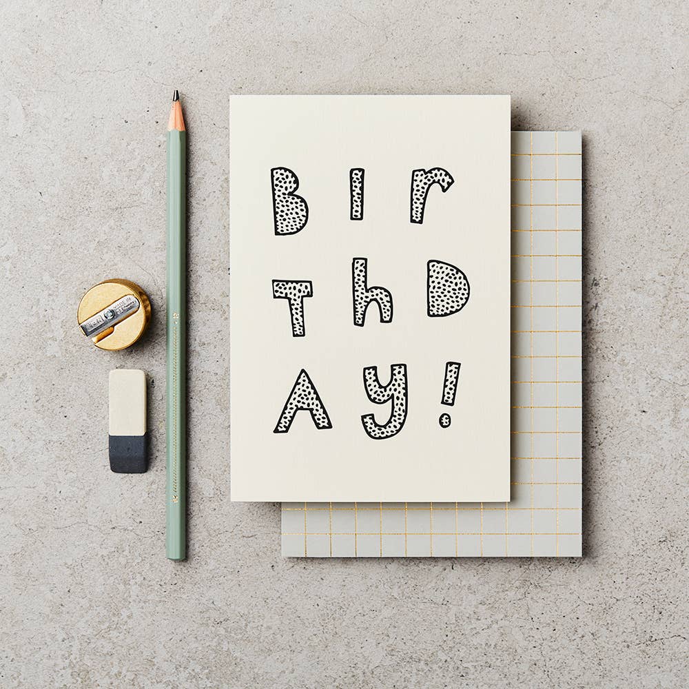 Birthday Greeting Card | Hand Printed | Gold Foil Envelope | 300gsm FSC Card