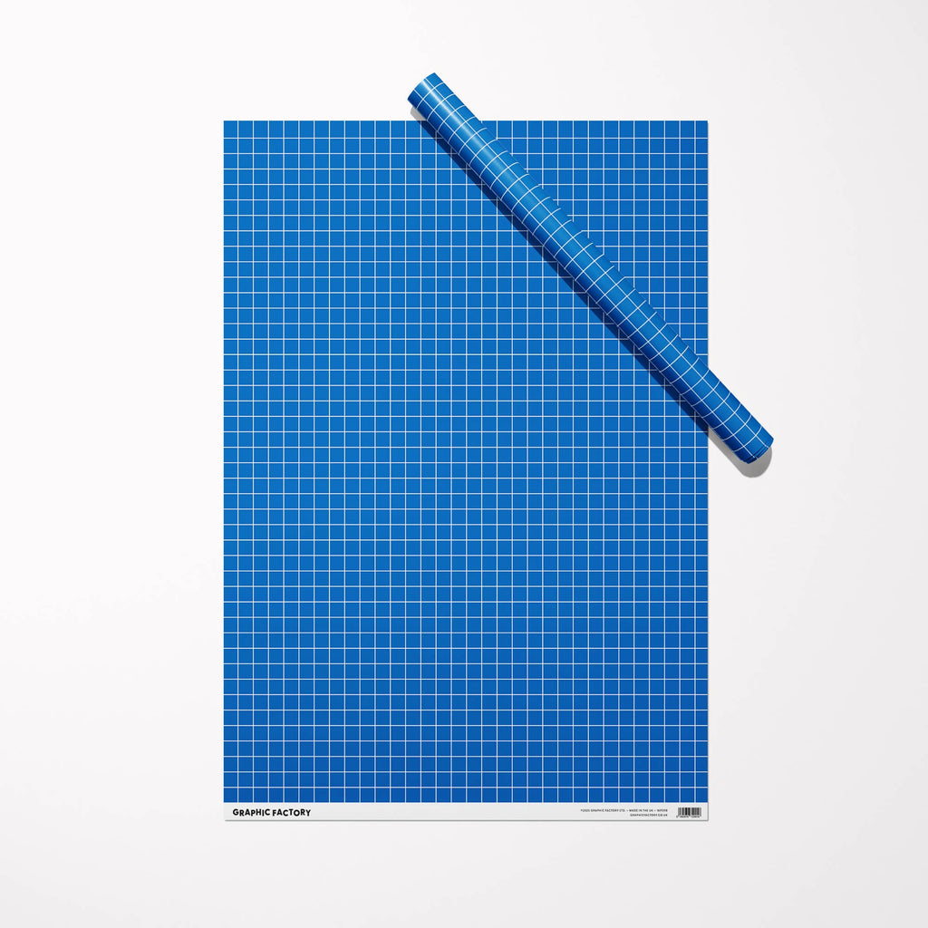 Graph Paper Wrapping Paper – Blue | Sustainably Printed in the UK | B2 Sheet