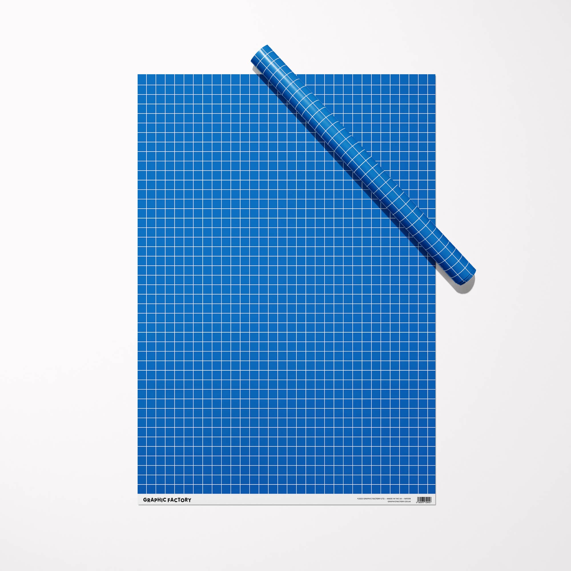 Graph Paper Wrapping Paper – Blue | Sustainably Printed in the UK | B2 Sheet
