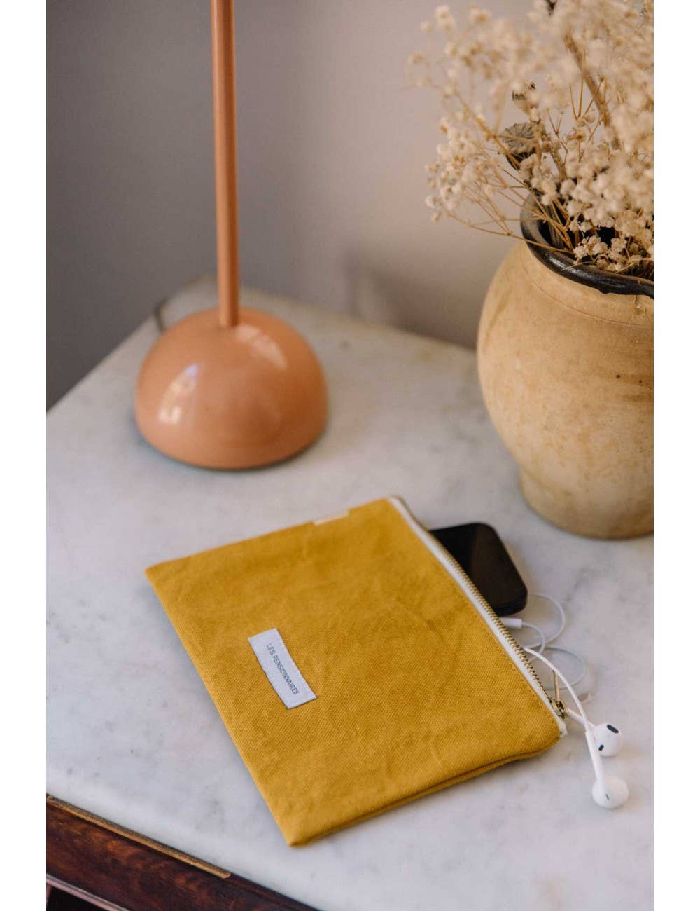Small Pouch in Organic Saffron Yellow Cotton Canvas