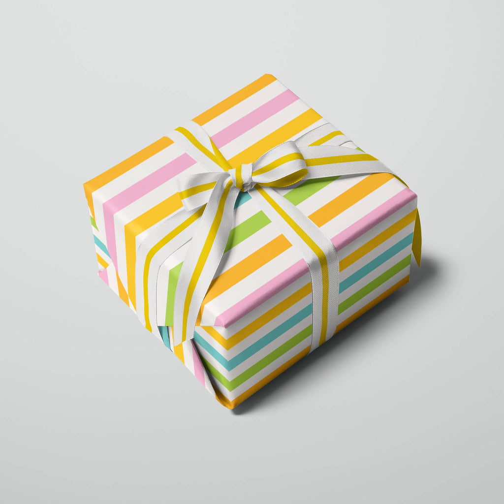 Spring Stripes Wrapping Paper | Sustainably Printed in the UK | B2 Sheet