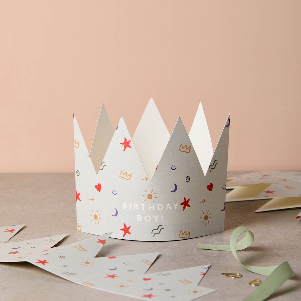 Patterned Paper Crown Birthday Card by Katie Leamon