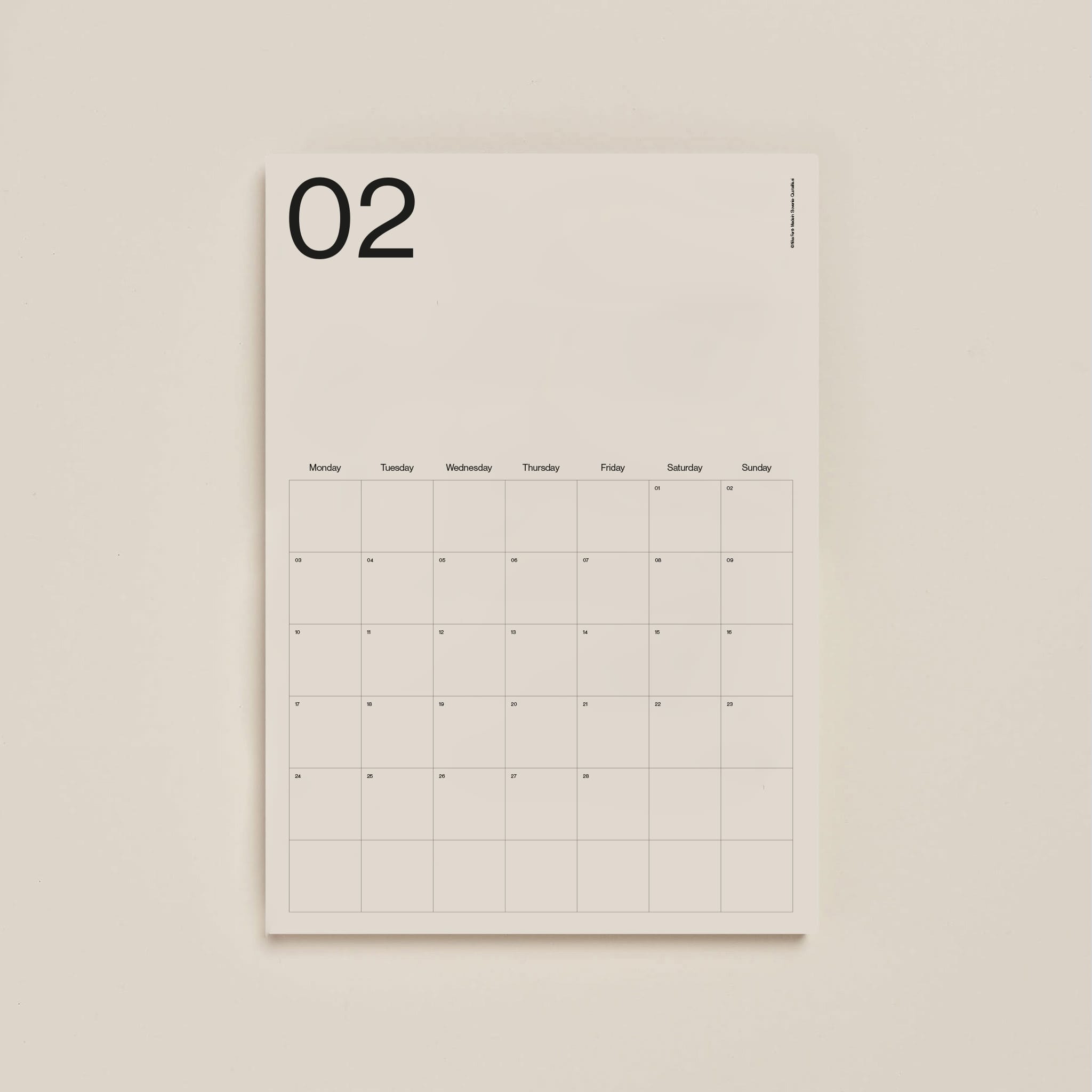 Minimalist Wall Calendar 2026 – A3 Monthly Planner