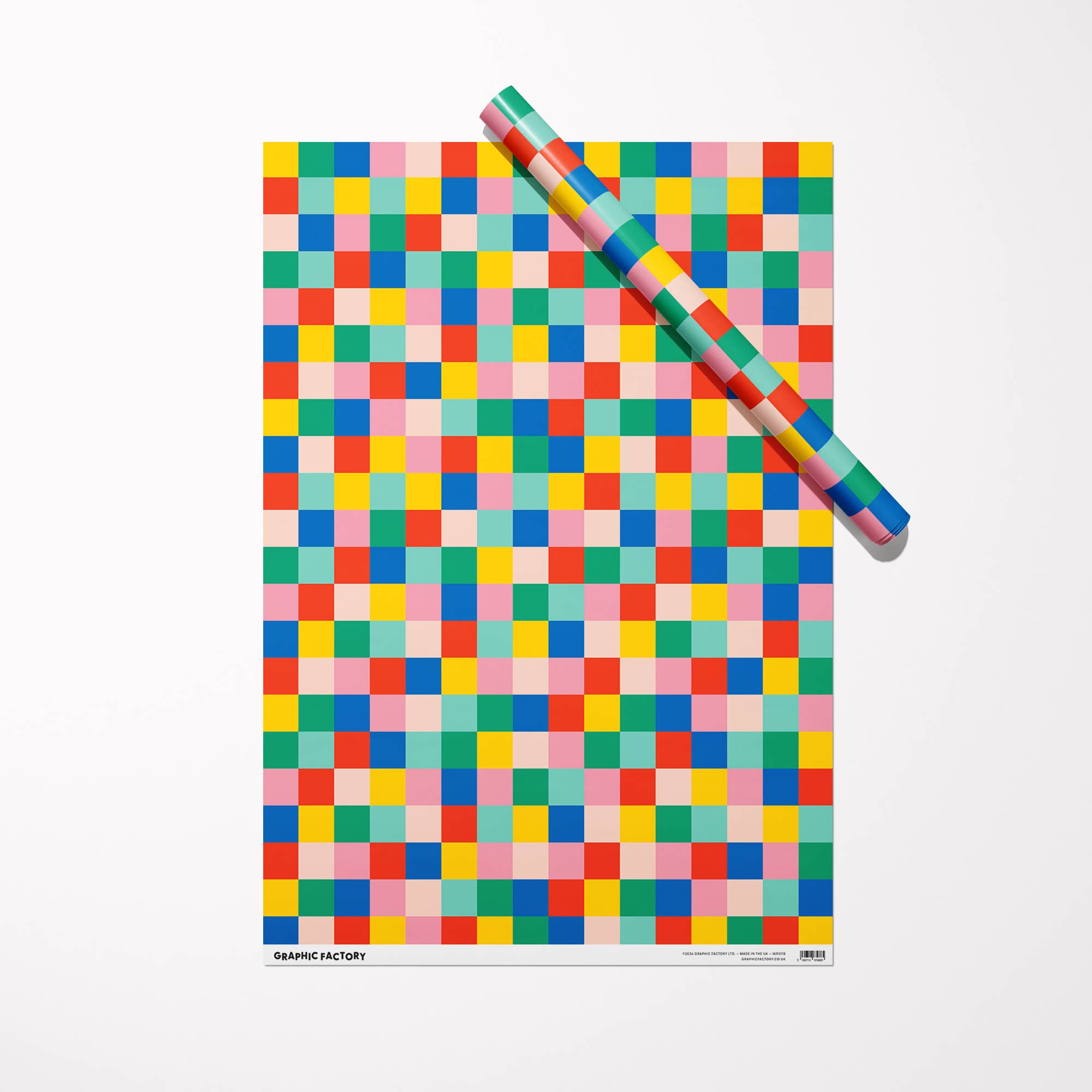 Colour Grid Wrapping Paper | Sustainably Printed in the UK | B2 Sheet
