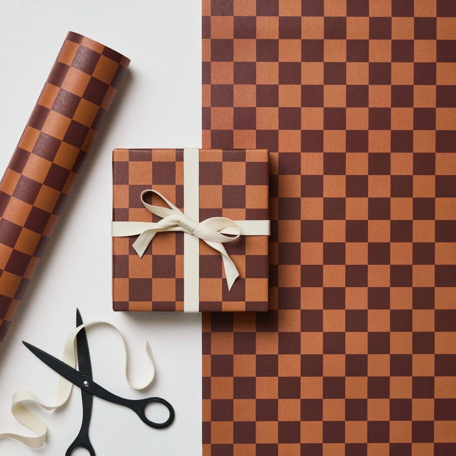 Cinnamon Check Wrapping Paper – Eco-Friendly, Recycled & UK Made ...