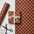 Cinnamon Check Wrapping Paper – Eco-Friendly, Recycled & UK Made