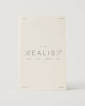 Cream-coloured minimalist journal titled “The Realist” with poetic zodiac references on the cover – a lined astrology-inspired notebook made with recycled paper.