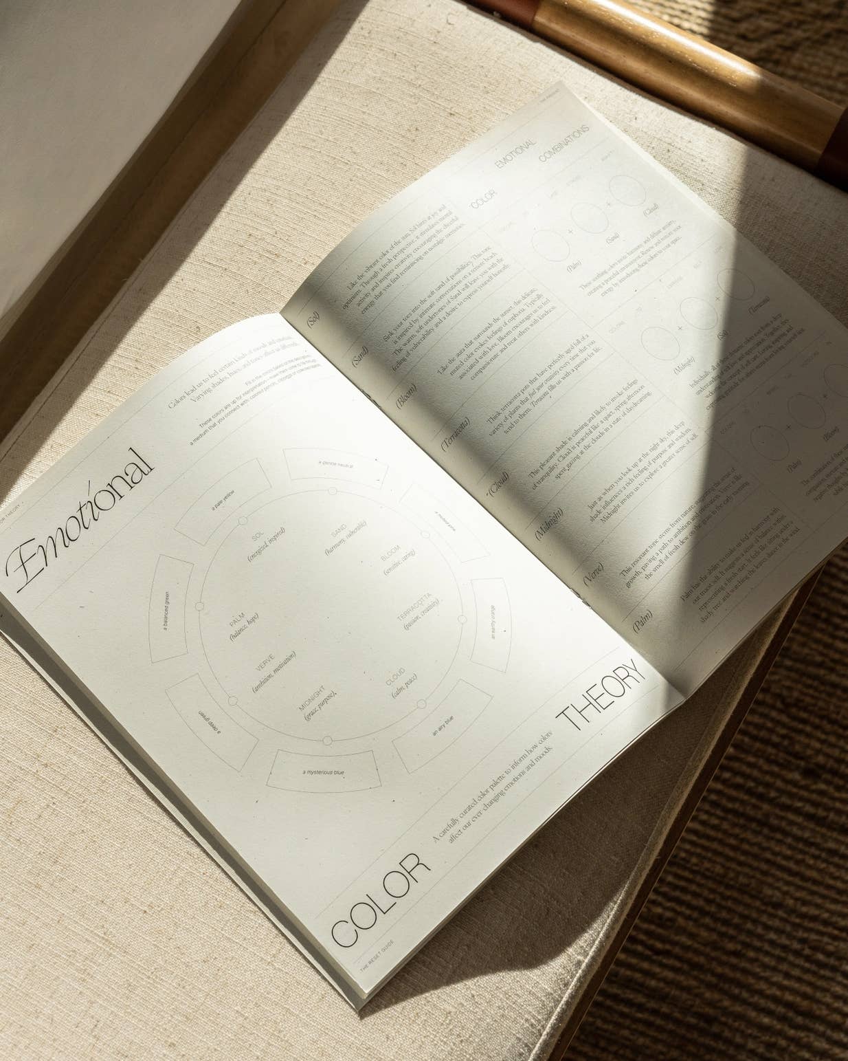 Minimalist beige guided journal titled "The Reset Guide" with soft circular design, created for personal growth and self-reflection through past, present, and future prompts.