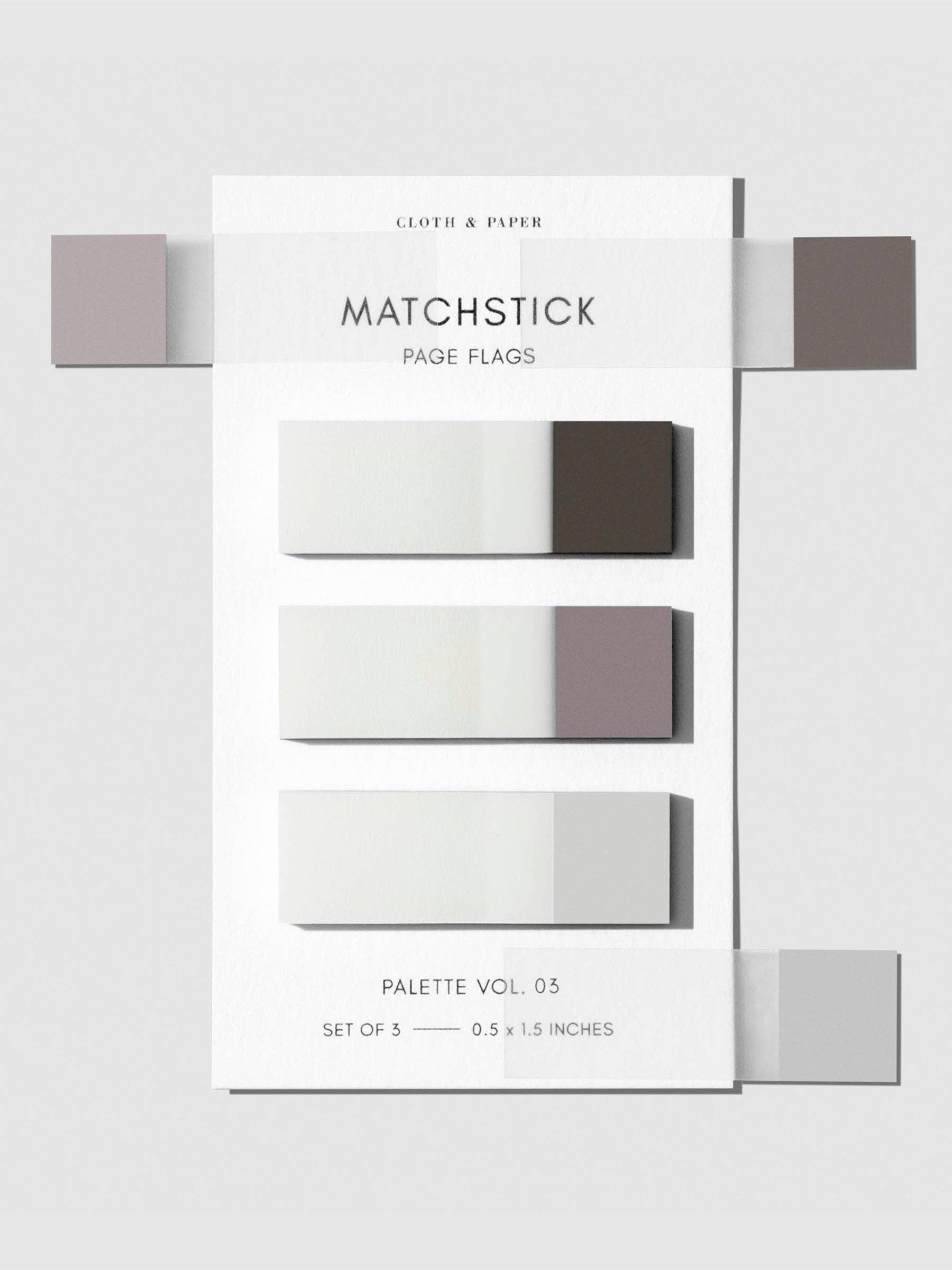 Cloth & Paper Matchstick Page Flags | Transparent Minimal Colour-Coding Sticky Index Tab