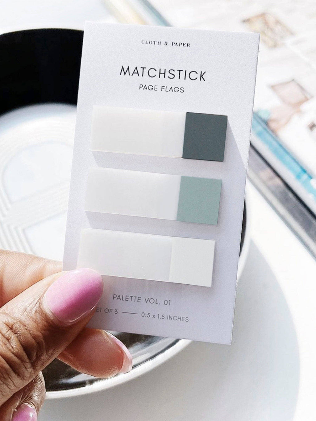 Cloth & Paper Matchstick Page Flags | Transparent Minimal Colour-Coding Sticky Index Tab
