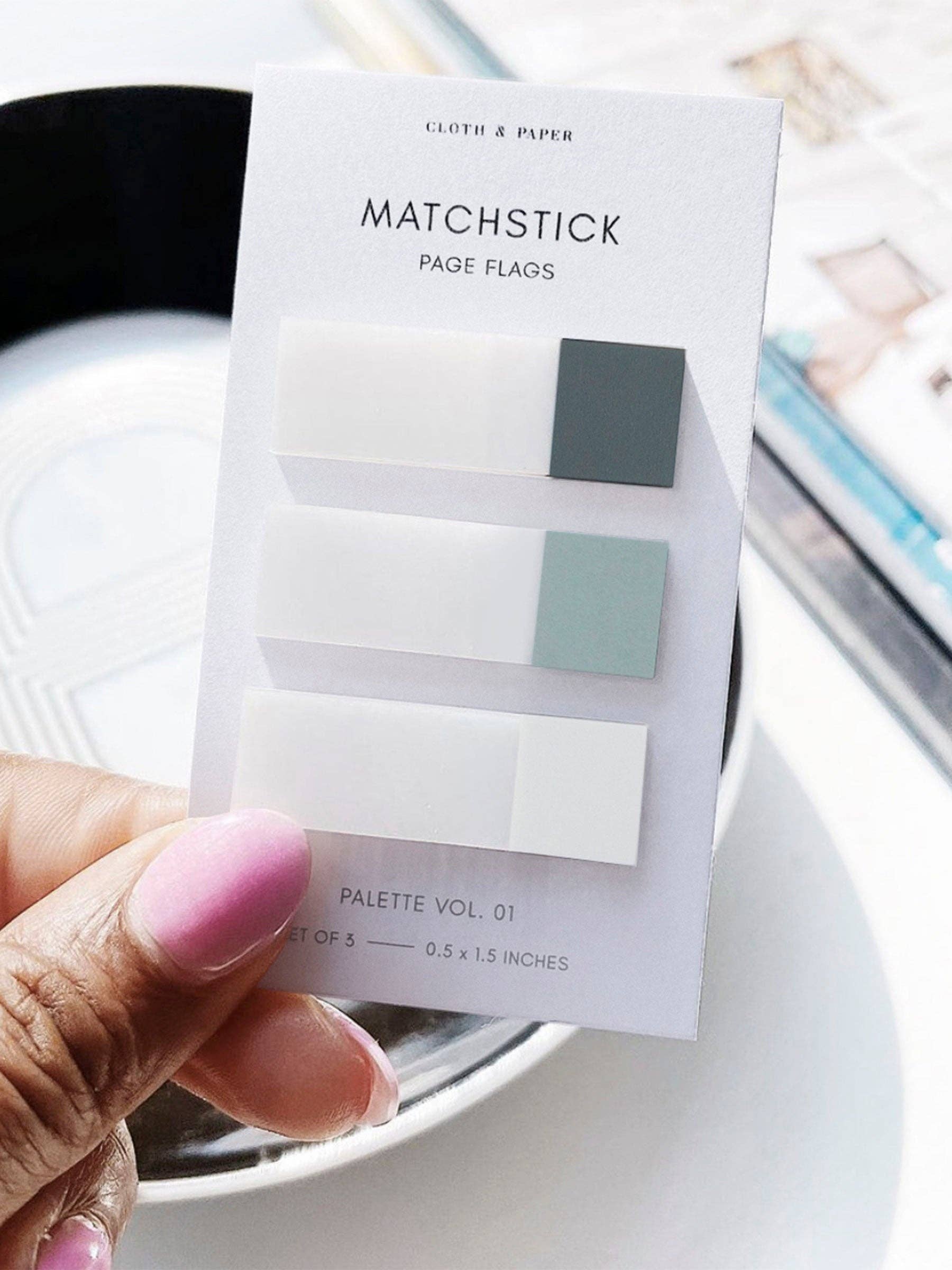 Cloth & Paper Matchstick Page Flags | Transparent Minimal Colour-Coding Sticky Index Tab