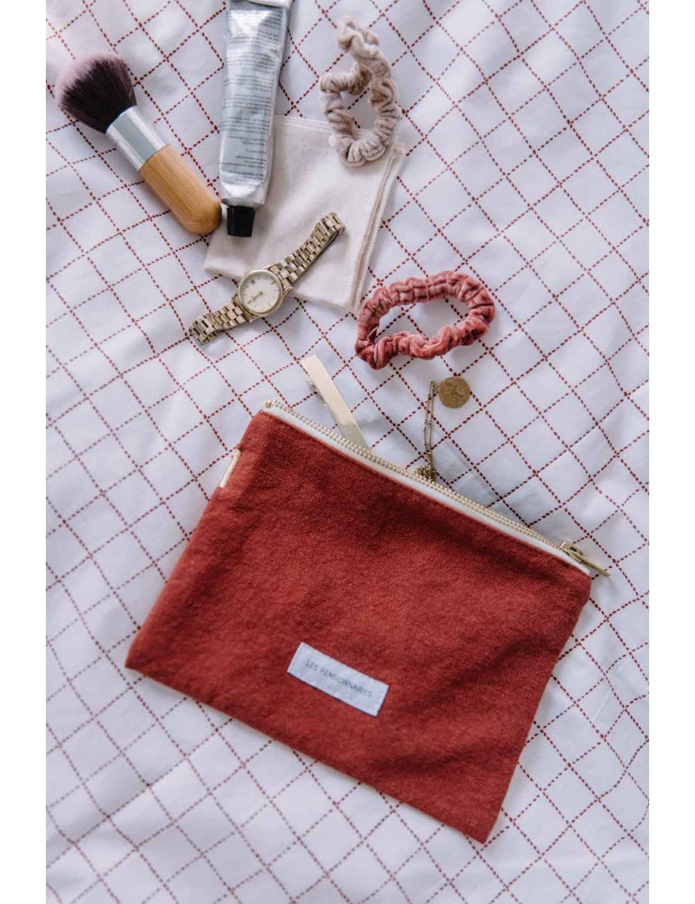 Small Rust Organic Cotton Canvas Pouch