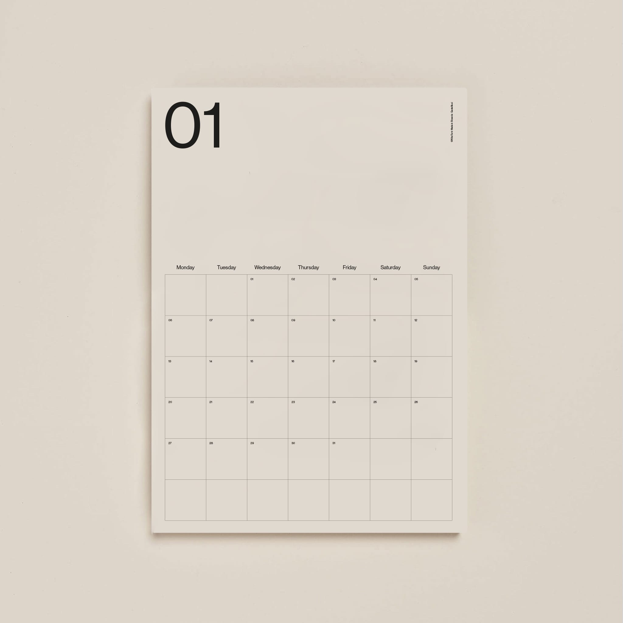 Minimalist Wall Calendar 2026 – A3 Monthly Planner