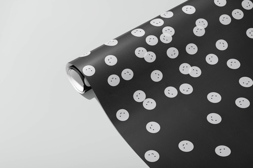 Black Smiles Wrapping Paper | Sustainably Printed in the UK | B2 Sheet