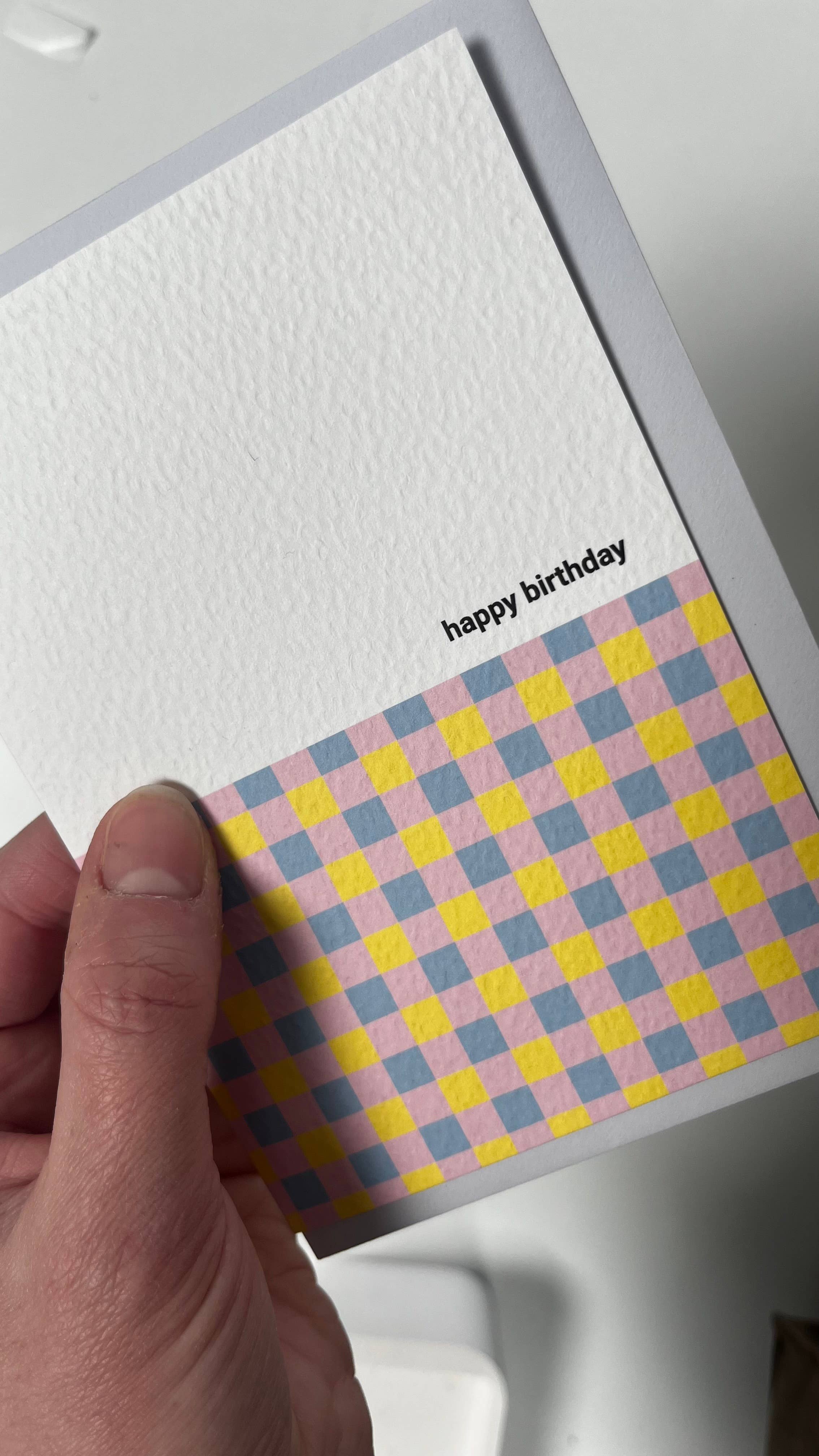 Gingham Birthday Card | A6 Pink Blue Yellow