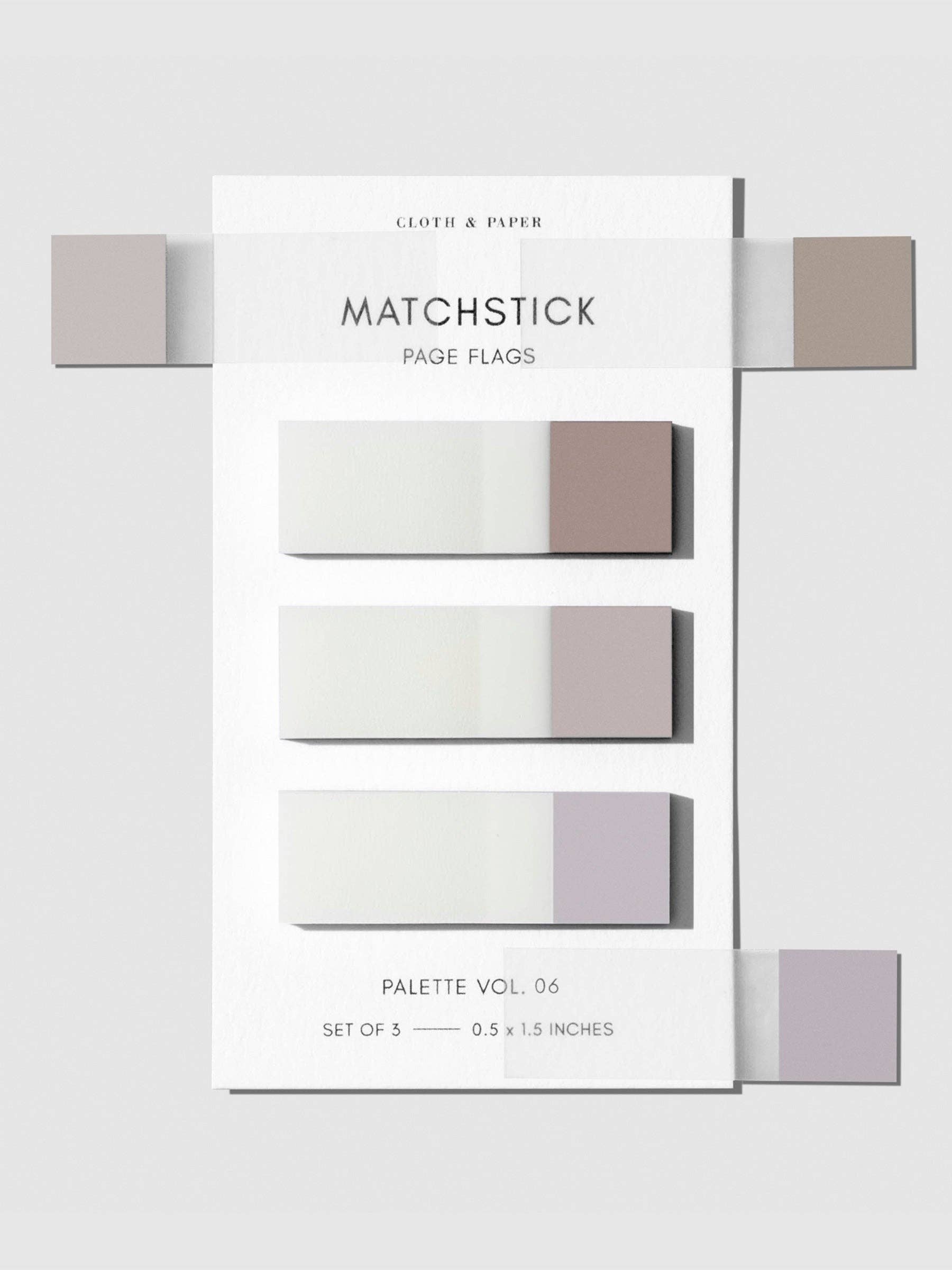Cloth & Paper Matchstick Page Flags | Transparent Minimal Colour-Coding Sticky Index Tab