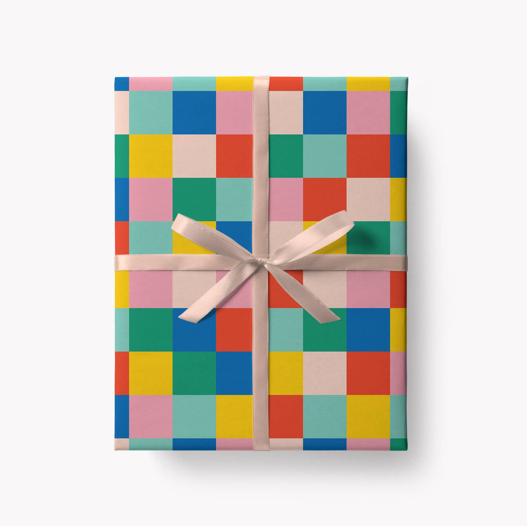 Colour Grid Wrapping Paper | Sustainably Printed in the UK | B2 Sheet